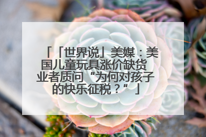 「世界说」美媒：美国儿童玩具涨价缺货 业者质问“为何对孩子的快乐征税？”