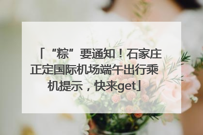 “粽”要通知！石家庄正定国际机场端午出行乘机提示，快来get