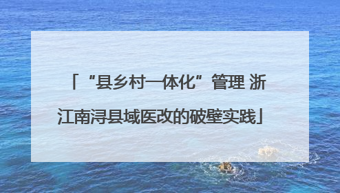 “县乡村一体化”管理 浙江南浔县域医改的破壁实践