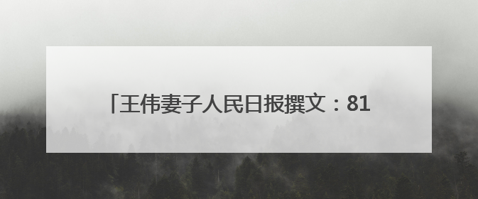 王伟妻子人民日报撰文：81192，一架永不停航的战机