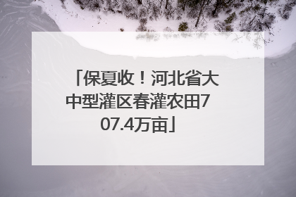 保夏收！河北省大中型灌区春灌农田707.4万亩