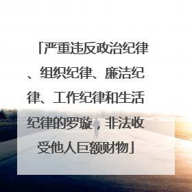 严重违反政治纪律、组织纪律、廉洁纪律、工作纪律和生活纪律的罗璇，非法收受他人巨额财物