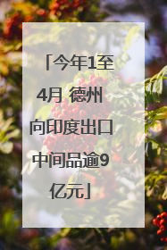 今年1至4月 德州向印度出口中间品逾9亿元