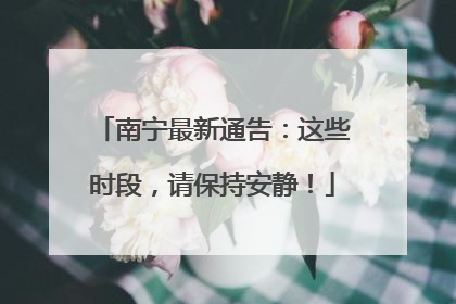 南宁最新通告：这些时段，请保持安静！