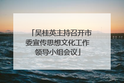 吴桂英主持召开市委宣传思想文化工作领导小组会议