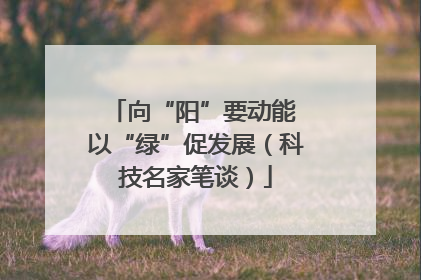 向“阳”要动能 以“绿”促发展（科技名家笔谈）