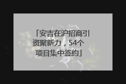 安吉在沪招商引资聚新力，54个项目集中签约