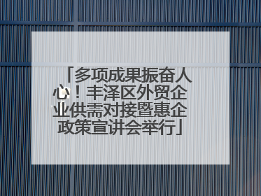 多项成果振奋人心！丰泽区外贸企业供需对接暨惠企政策宣讲会举行