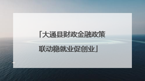 大通县财政金融政策联动稳就业促创业