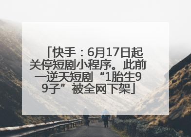 快手：6月17日起关停短剧小程序。此前一逆天短剧“1胎生99子”被全网下架