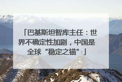 巴基斯坦智库主任：世界不确定性加剧，中国是全球“稳定之锚”