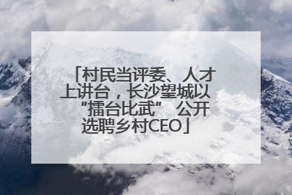 村民当评委、人才上讲台，长沙望城以“擂台比武” 公开选聘乡村CEO