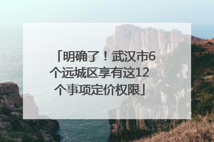 明确了！武汉市6个远城区享有这12个事项定价权限