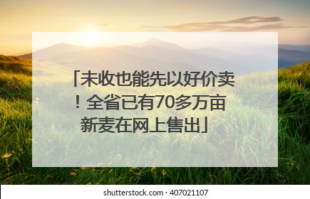 未收也能先以好价卖！全省已有70多万亩新麦在网上售出