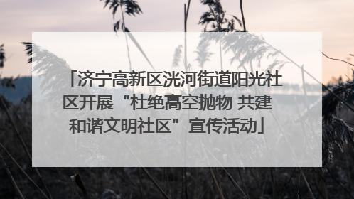 济宁高新区洸河街道阳光社区开展“杜绝高空抛物 共建和谐文明社区”宣传活动