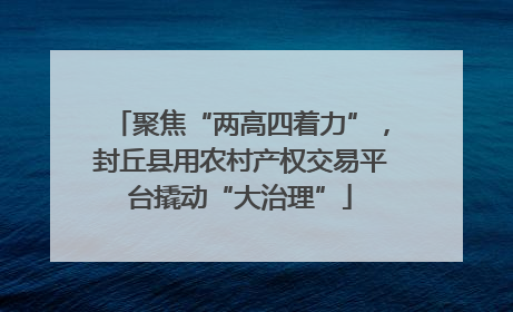 聚焦“两高四着力”，封丘县用农村产权交易平台撬动“大治理”
