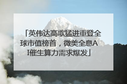 英伟达高歌猛进重登全球市值榜首，微美全息AI催生算力需求爆发