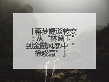 蒋梦婕谈转变：从“林黛玉”到金融风暴中“徐晓慧”