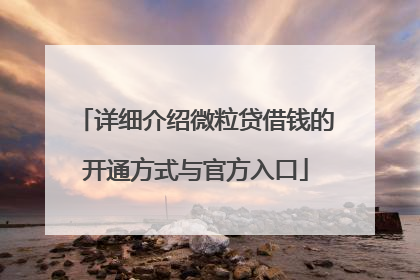 详细介绍微粒贷借钱的开通方式与官方入口