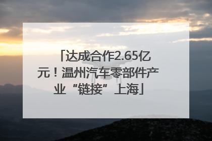达成合作2.65亿元！温州汽车零部件产业“链接”上海