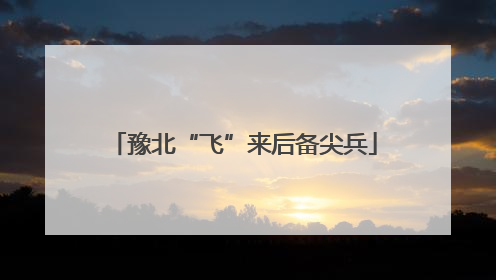 豫北“飞”来后备尖兵