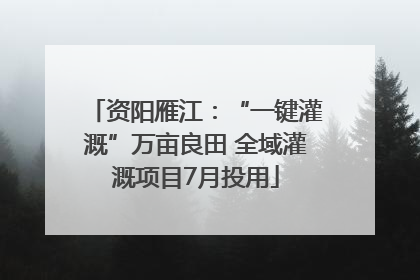 资阳雁江：“一键灌溉”万亩良田 全域灌溉项目7月投用