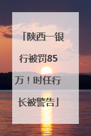 陕西一银行被罚85万！时任行长被警告