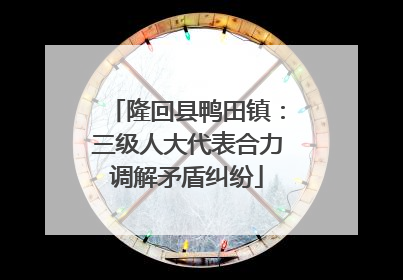 隆回县鸭田镇：三级人大代表合力调解矛盾纠纷