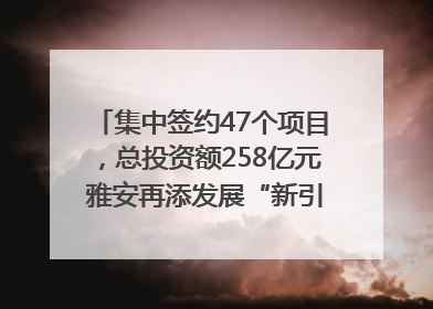 集中签约47个项目，总投资额258亿元 雅安再添发展“新引擎”｜数读西投