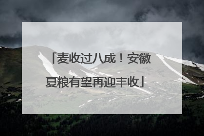 麦收过八成！安徽夏粮有望再迎丰收